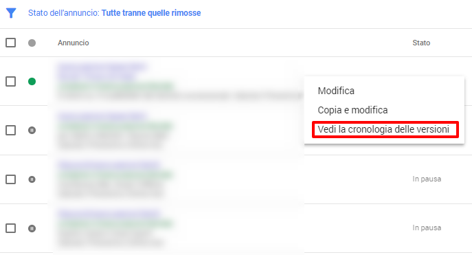 cronologia annunci adwords