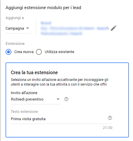 estensione modulo lead ads
